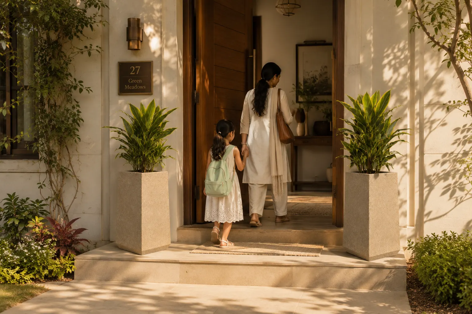 Entrance space — planters and outdoor décor