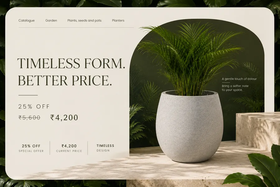 Timeless planters — 25% off premium stone-finish planters for Indian homes